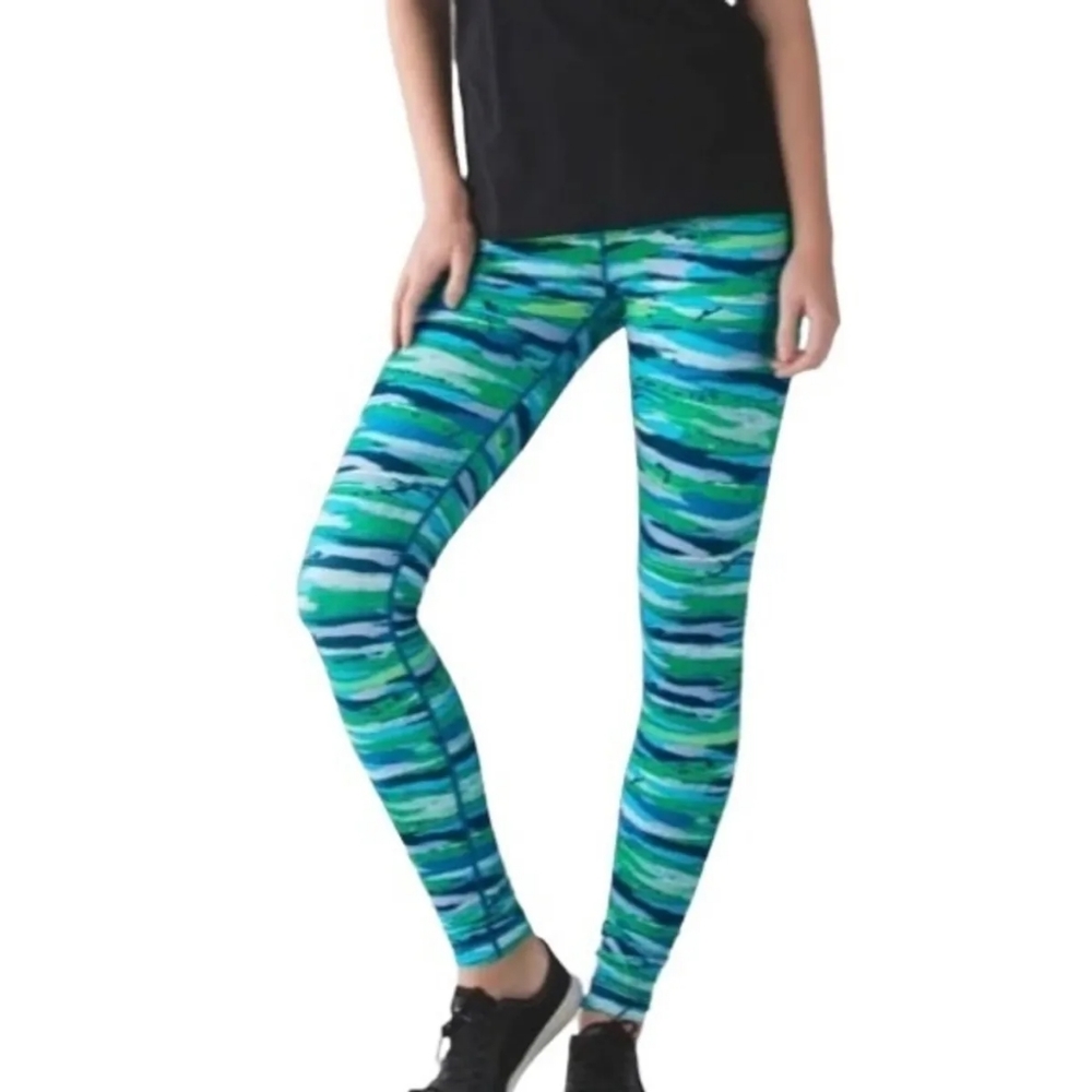 Lululemon Wunder Under High Rise Blue/Green Seven Wonders Multi Leggings